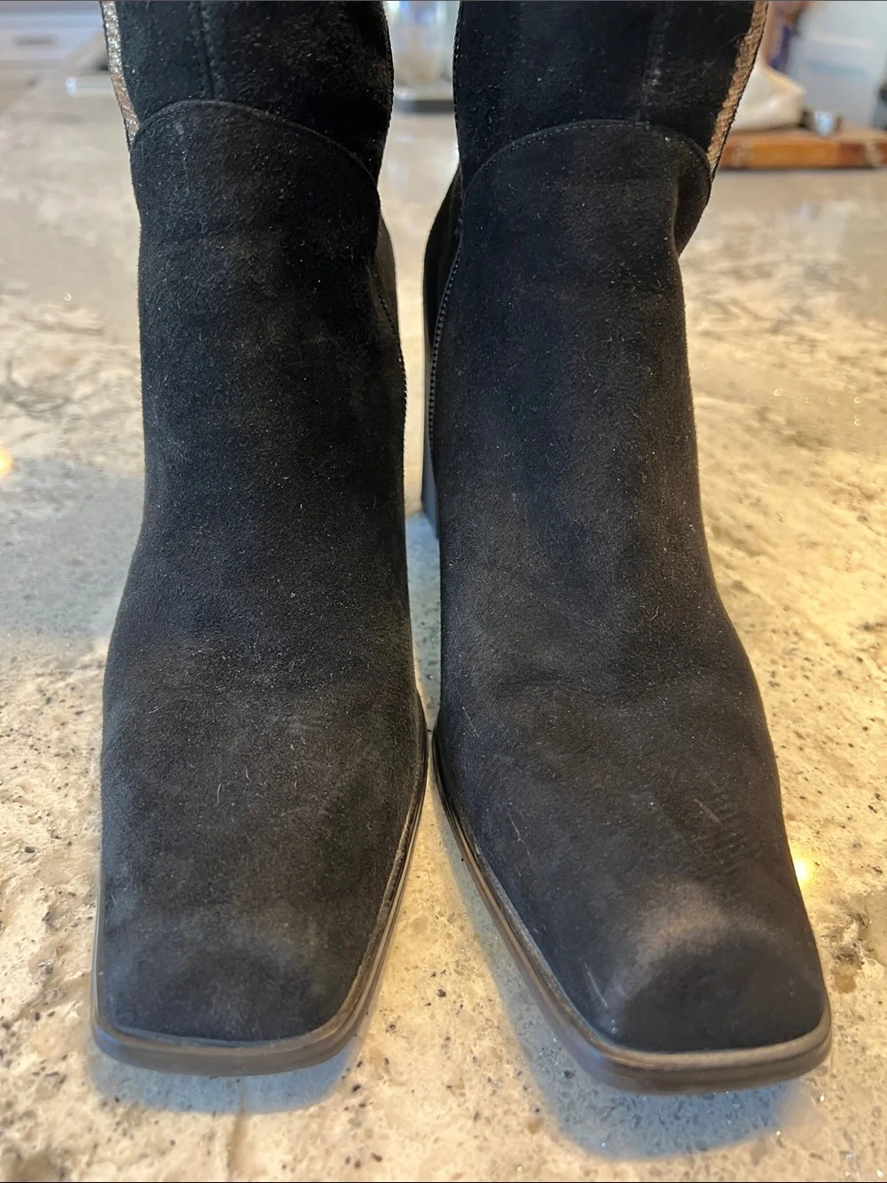 VTG Carlos Falchi Elegant Suede Knee High Boots Gold Stripe 38 US 7.5 EUC